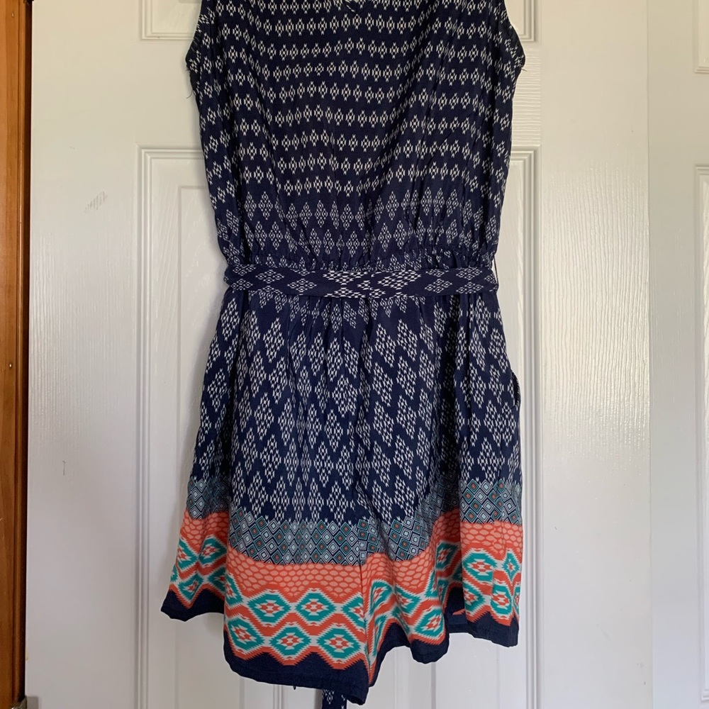 Blue Halter Surplice Romper - Picture 2 of 4